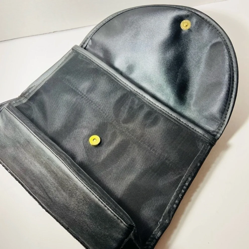 Gold sequins and black cosmetic bag- front is see through mesh very cute